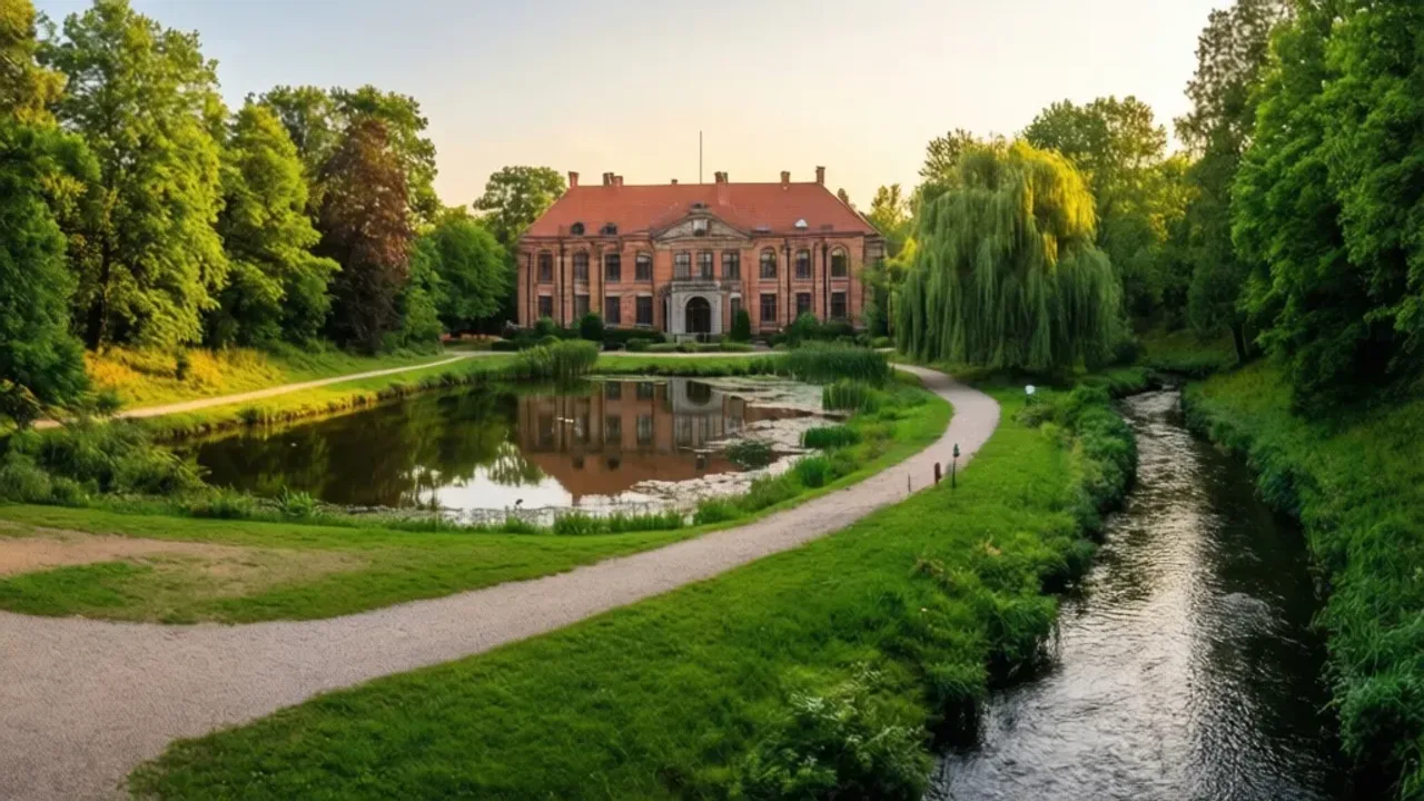 Park Oruński im. Emilii Hoene: Praktyczny przewodnik po atrakcjach Widok na zbiorniki wodne i alejki spacerowe w Park Oruński im. Emilii Hoene w Gdańsku.