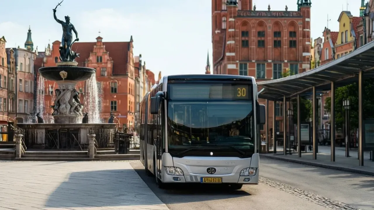 Rozkład jazdy 30: Praktyczny przewodnik po trasie w Gdańsku 2026 Nowoczesny tramwaj linii 30 na trasie w Gdańsku, prezentujący aktualny rozkład jazdy 30 na przystanku miejskim.